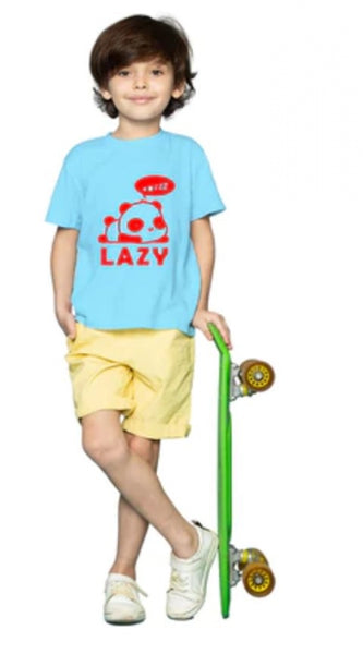 Mayawye Boys Cotton Lazy Half Sleeve TShirt (Sky Blue)
