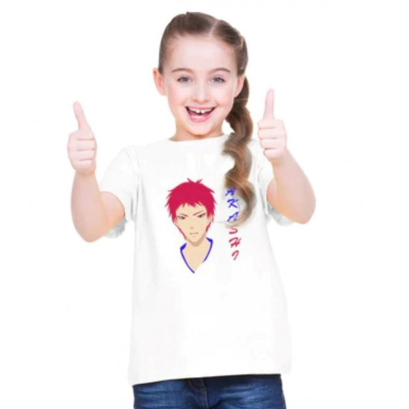 Mayawye Girls Cotton Akashi Half Sleeve TShirt (White)