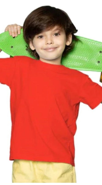 Mayawye Boys Cotton Plain Half Sleeve TShirt (Red)