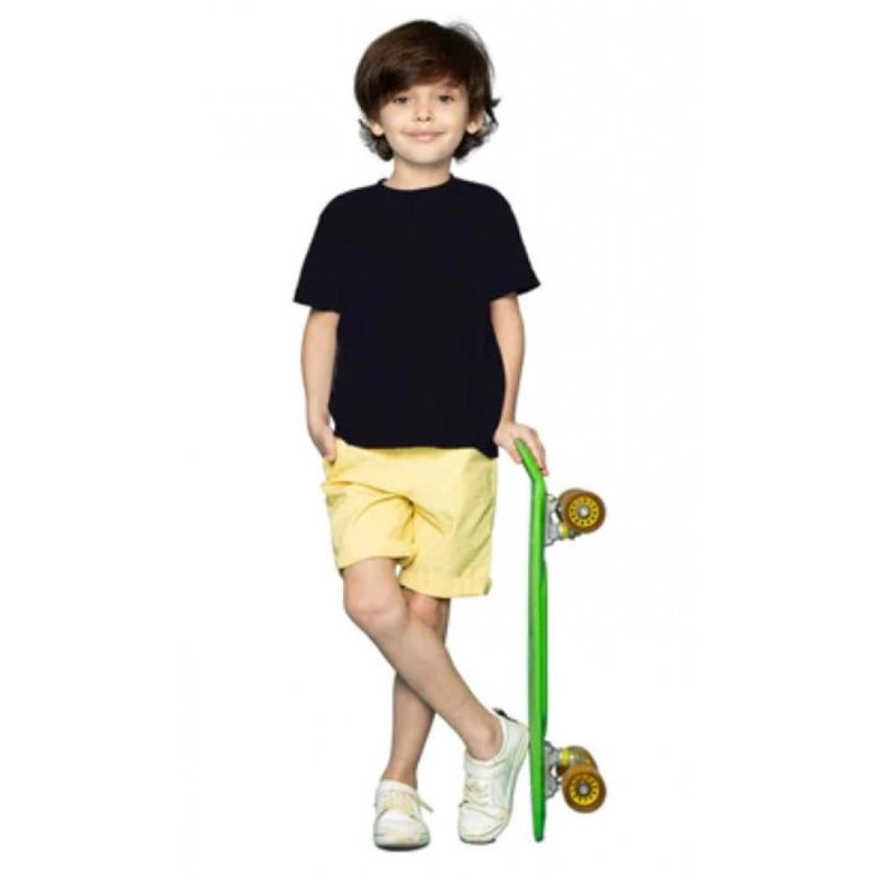 Mayawye Boys Cotton Plain Half Sleeve TShirt (Black)