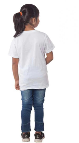 Mayawye Girls Cotton Adelie Half Sleeve TShirt (White)
