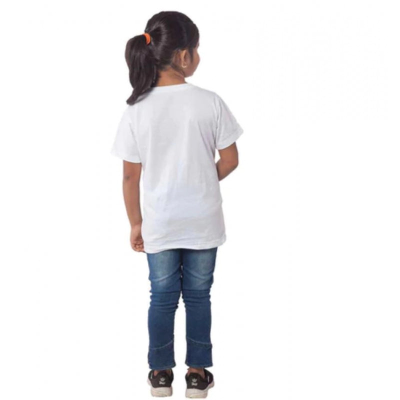 Mayawye Girls Cotton Adelie Half Sleeve TShirt (White)