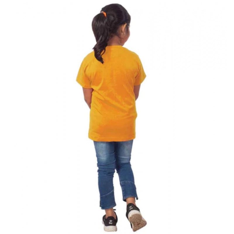 Mayawye Girls Cotton Adelie Half Sleeve TShirt (Mustard)