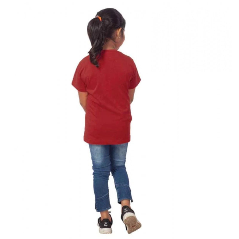 Mayawye Girls Cotton Tribal Half Sleeve TShirt (Maroon)