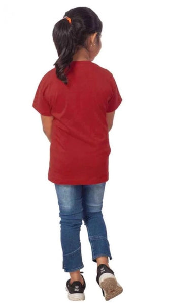 Mayawye Girls Cotton Drama Queen Half Sleeve TShirt (Maroon)