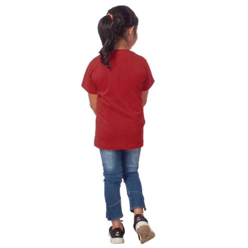 Mayawye Girls Cotton Drama Queen Half Sleeve TShirt (Maroon)
