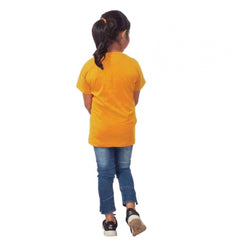 Mayawye Girls Cotton Snow Board Half Sleeve TShirt (Mustard)