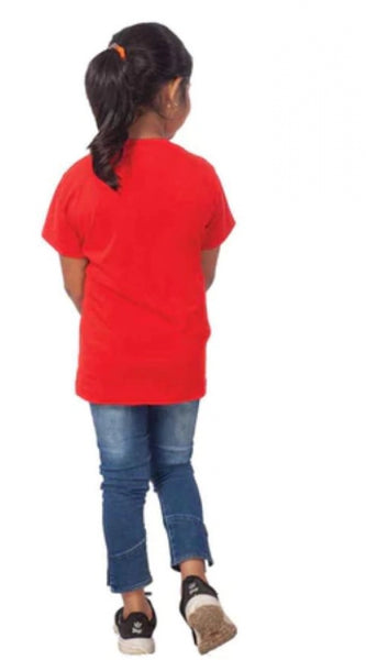 Mayawye Girls Cotton Cat Half Sleeve TShirt (Red)