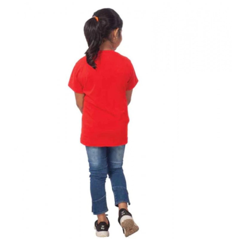 Mayawye Girls Cotton Cat Half Sleeve TShirt (Red)