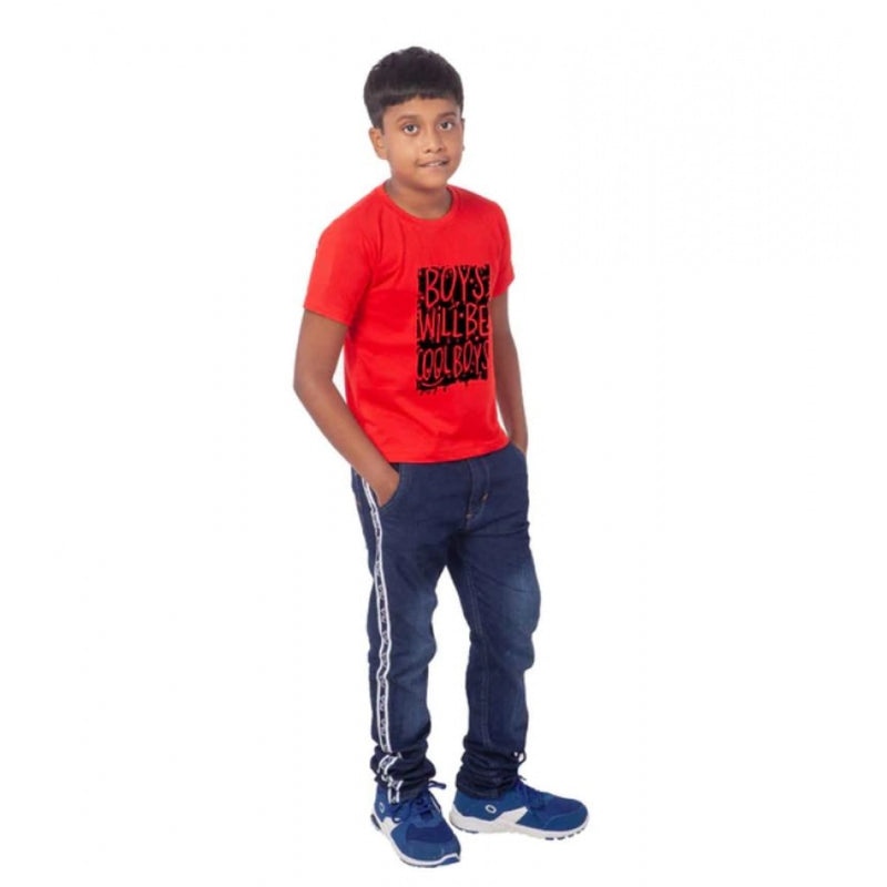 Mayawye Boys Cotton Will Be Cool Half Sleeve TShirt (Red)