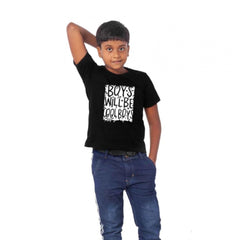Mayawye Boys Cotton Will Be Cool Half Sleeve TShirt (Black)