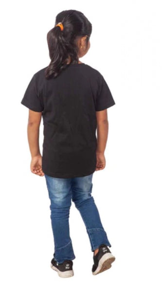 Mayawye Girls Cotton Princess Half Sleeve TShirt (Black)