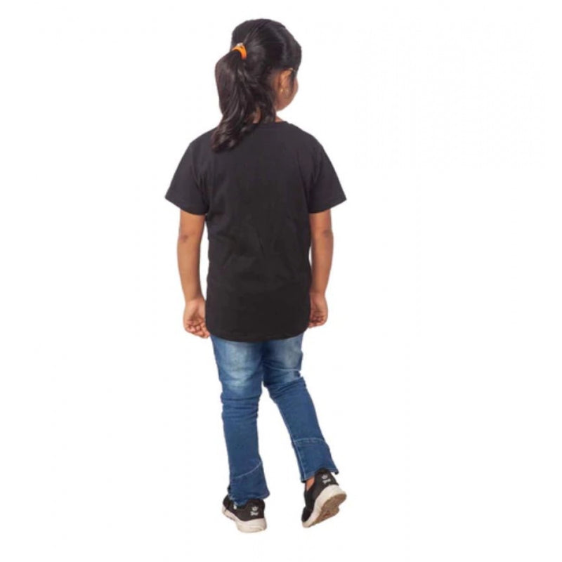Mayawye Girls Cotton Princess Half Sleeve TShirt (Black)