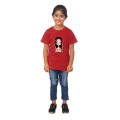 Mayawye Girls Cotton Tribal Half Sleeve TShirt (Maroon)