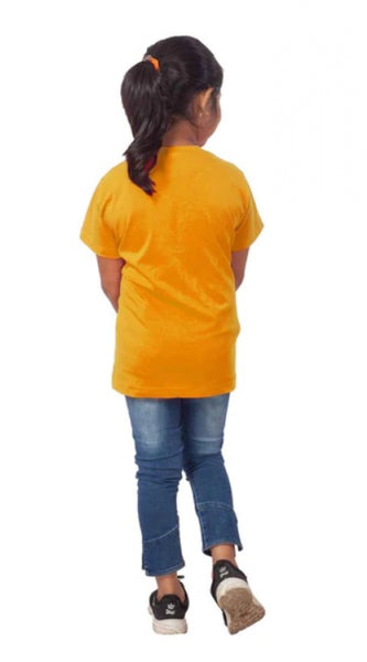 Mayawye Girls Cotton Panda Glass Half Sleeve TShirt (Mustard)