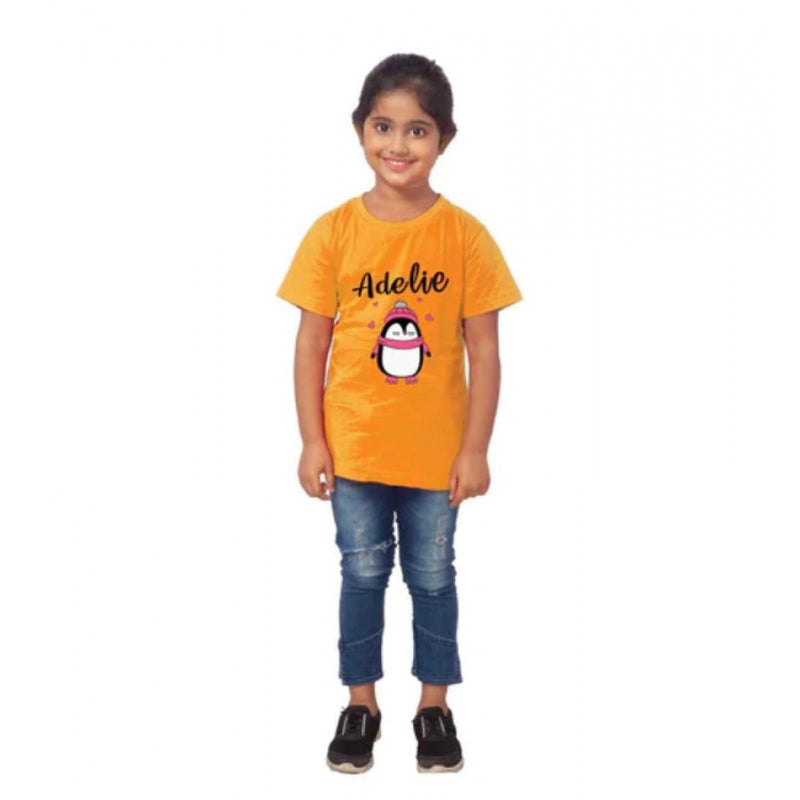 Mayawye Girls Cotton Adelie Half Sleeve TShirt (Mustard)