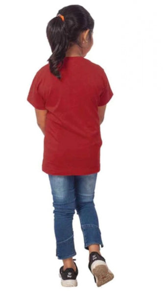 Mayawye Girls Cotton Adelie Half Sleeve TShirt (Maroon)