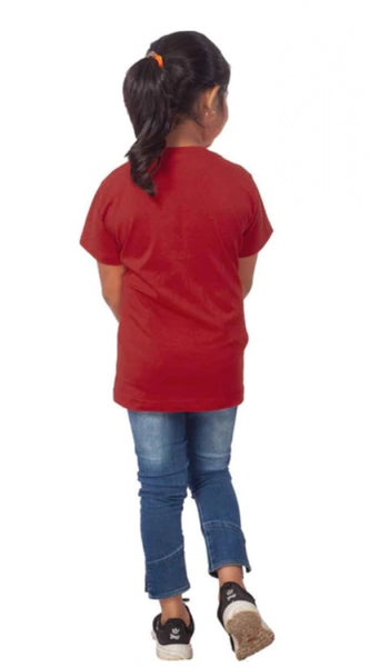 Mayawye Girls Cotton Panda Glass Half Sleeve TShirt (Maroon)