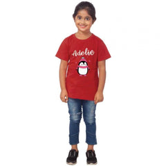 Mayawye Girls Cotton Adelie Half Sleeve TShirt (Maroon)