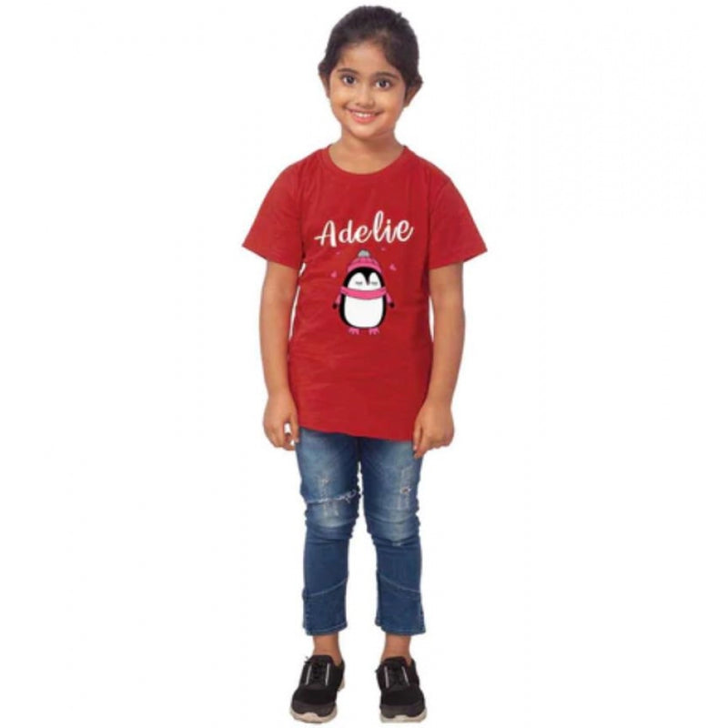 Mayawye Girls Cotton Adelie Half Sleeve TShirt (Maroon)