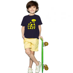 Mayawye Boys Cotton Lazy Half Sleeve TShirt (Black)