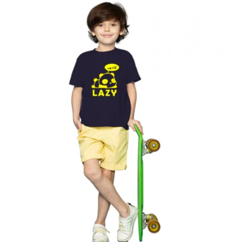 Mayawye Boys Cotton Lazy Half Sleeve TShirt (Black)