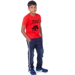 Mayawye Boys Cotton Off Road Adventure Half Sleeve TShirt (Red)