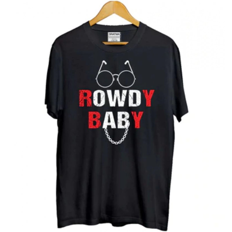 Mayawye Girls Cotton Rowdy Baby Half Sleeve TShirt (Black)