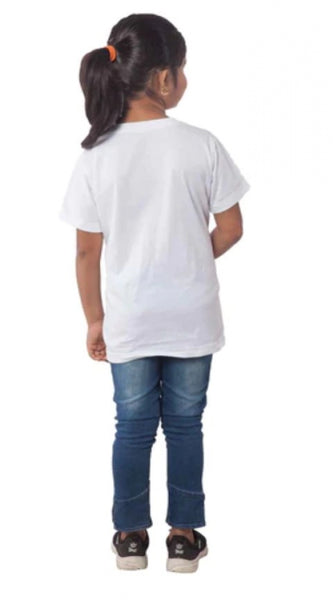 Mayawye Girls Cotton Princess Half Sleeve TShirt (White)