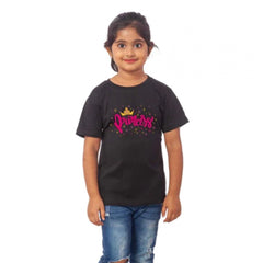 Mayawye Girls Cotton Princess Half Sleeve TShirt (Black)