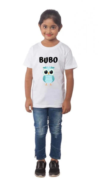 Mayawye Girls Cotton Bubo Half Sleeve TShirt (White)