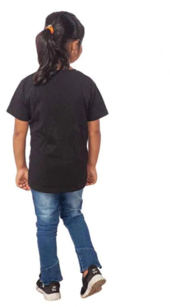 Mayawye Girls Cotton Tribal Half Sleeve TShirt (Black)