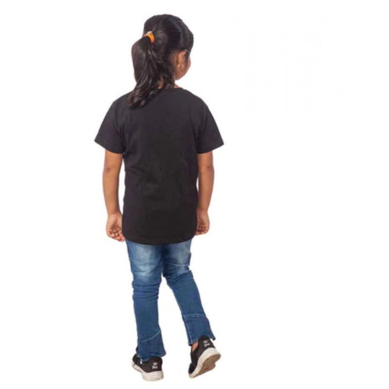 Mayawye Girls Cotton Tribal Half Sleeve TShirt (Black)