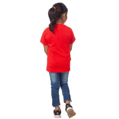 Mayawye Girls Cotton Unicorn Face Half Sleeve TShirt (Red)