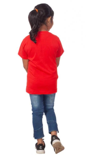 Mayawye Girls Cotton Unicorn Face Half Sleeve TShirt (Red)