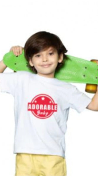 Mayawye Boys Cotton Adorable Baby Half Sleeve TShirt (White)