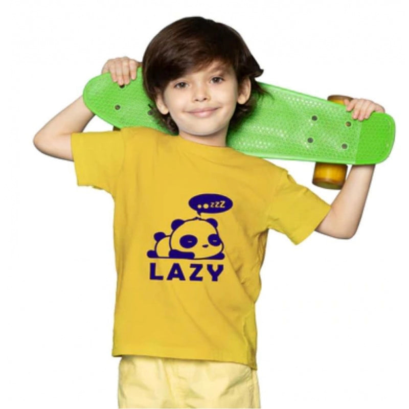 Mayawye Boys Cotton Lazy Half Sleeve TShirt (Mustard)