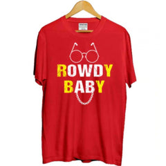 Mayawye Girls Cotton Rowdy Baby Half Sleeve TShirt (Red)