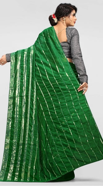 Mayawye Women's Vichitra Saree with Blouse (Green, 5-6 Mtrs)