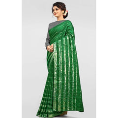 Mayawye Women's Vichitra Saree with Blouse (Green, 5-6 Mtrs)