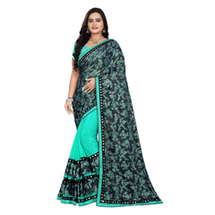 Mayawye Women's Lycra Blend Saree with Blouse (Rama, 5-6 Mtrs)
