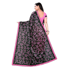 Mayawye Women's Lycra Blend Saree with Blouse (Pink, 5-6 Mtrs)