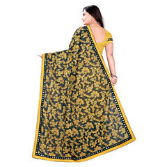 Mayawye Women's Lycra Blend Saree with Blouse (Mustard, 5-6 Mtrs)