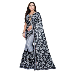 Mayawye Women's Lycra Blend Saree with Blouse (Grey, 5-6 Mtrs)