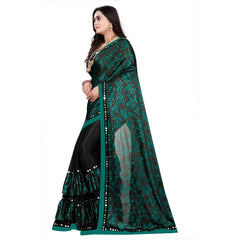 Mayawye Women's Lycra Blend Saree with Blouse (Green, 5-6 Mtrs)