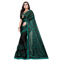 Mayawye Women's Lycra Blend Saree with Blouse (Green, 5-6 Mtrs)