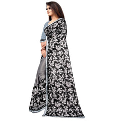 Mayawye Women's Lycra Blend Saree with Blouse (Grey, 5-6 Mtrs)