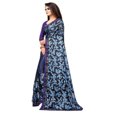 Mayawye Women's Lycra Blend Saree with Blouse (Blue, 5-6 Mtrs)