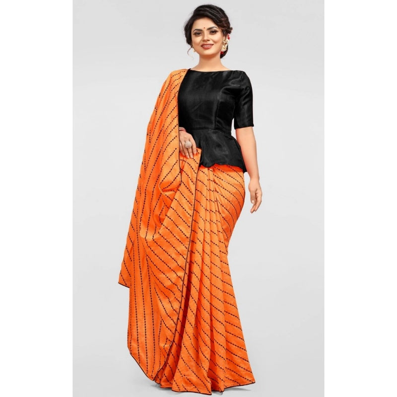 Mayawye Women's Vichitra Saree with Blouse (Orange, 5-6 Mtrs)