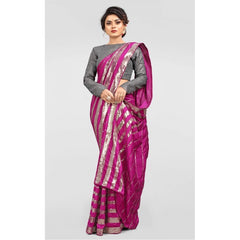 Mayawye Women's Vichitra Saree with Blouse (Pink, 5-6 Mtrs)